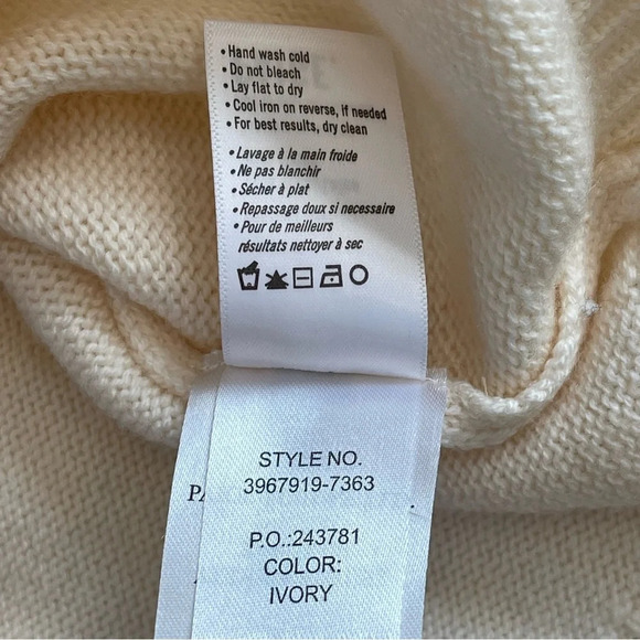 Paige Raundi Wool Blend Knit Cold Shoulder  Turtleneck Sweater Ivory Size Large - Picture 9 of 10